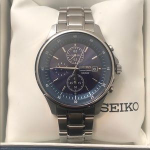 Seiko SNDE21 Men's Chronograph Blue Dial Watch
